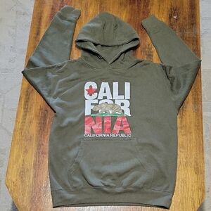 California Republic Olive Green Men's Hoodie Sweatshirt Size Large